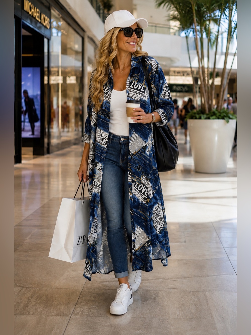 LIFE & TRUTH | Graphic Print | Button Down Maxi Duster | Shirt Dress | M 22/50